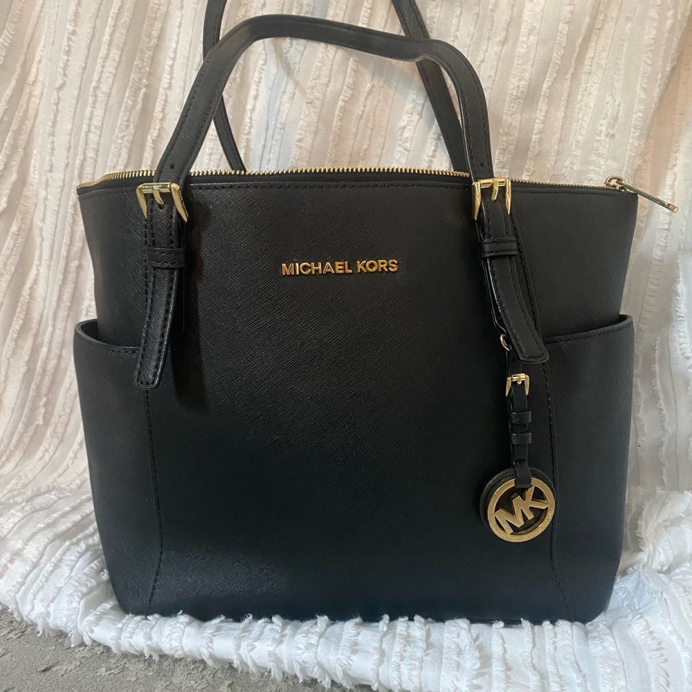 Michael Kors Black Tote with Gold Accents